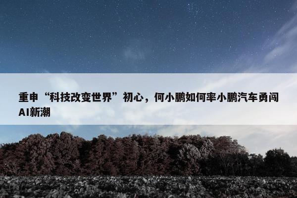 重申“科技改变世界”初心，何小鹏如何率小鹏汽车勇闯AI新潮