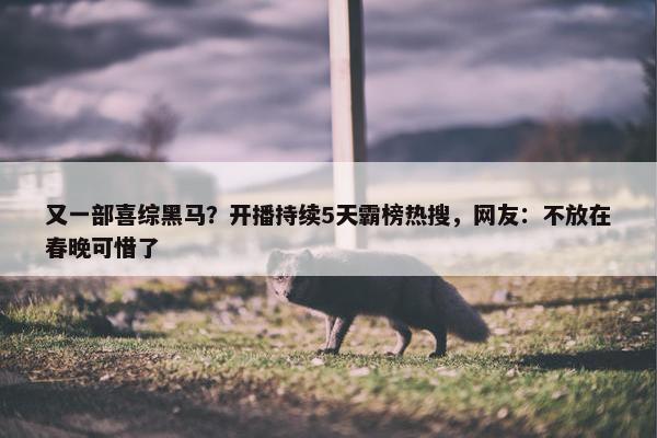 又一部喜综黑马？开播持续5天霸榜热搜，网友：不放在春晚可惜了