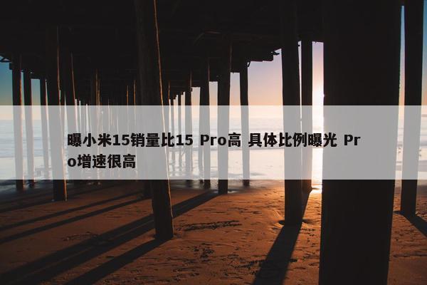 曝小米15销量比15 Pro高 具体比例曝光 Pro增速很高