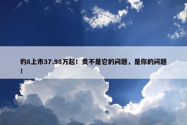 豹8上市37.98万起！贵不是它的问题，是你的问题！