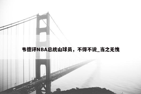 韦德评NBA总统山球员，不得不说_当之无愧