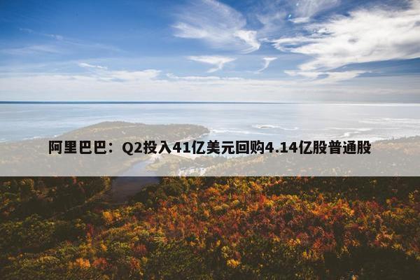 阿里巴巴：Q2投入41亿美元回购4.14亿股普通股