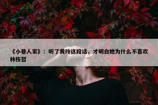 《小巷人家》：听了黄玲这段话，才明白她为什么不喜欢林栋哲