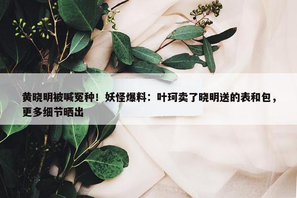 黄晓明被喊冤种！妖怪爆料：叶珂卖了晓明送的表和包，更多细节晒出