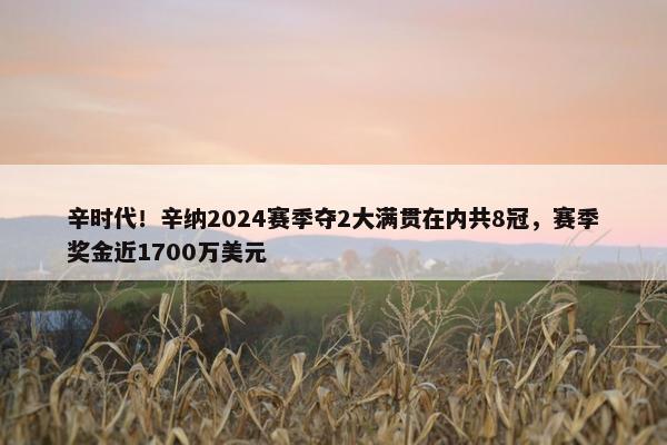 辛时代！辛纳2024赛季夺2大满贯在内共8冠，赛季奖金近1700万美元