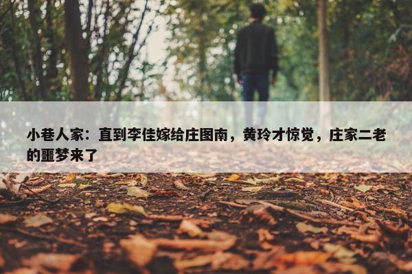 小巷人家：直到李佳嫁给庄图南，黄玲才惊觉，庄家二老的噩梦来了