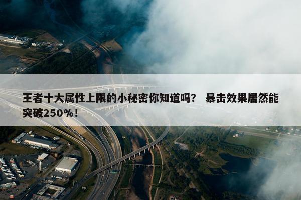 王者十大属性上限的小秘密你知道吗？ 暴击效果居然能突破250%！