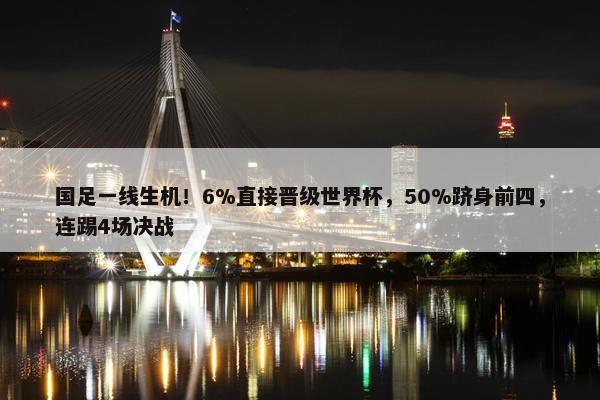 国足一线生机！6%直接晋级世界杯，50%跻身前四，连踢4场决战