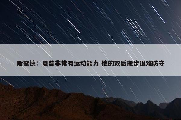 斯奈德：夏普非常有运动能力 他的双后撤步很难防守