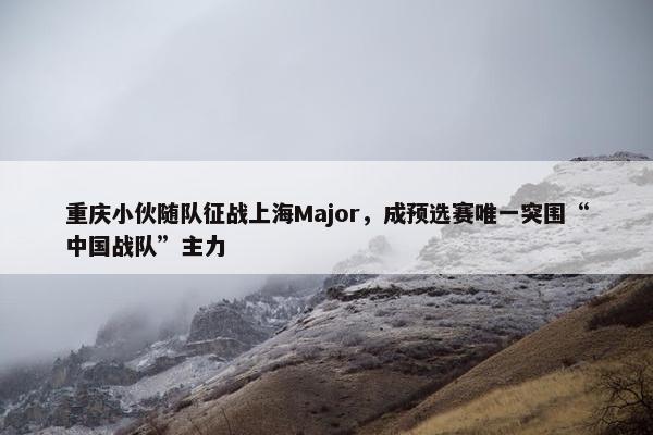 重庆小伙随队征战上海Major，成预选赛唯一突围“中国战队”主力