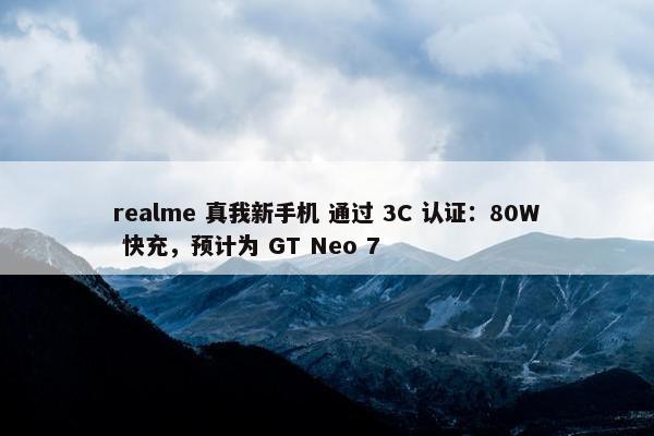 realme 真我新手机 通过 3C 认证：80W 快充，预计为 GT Neo 7