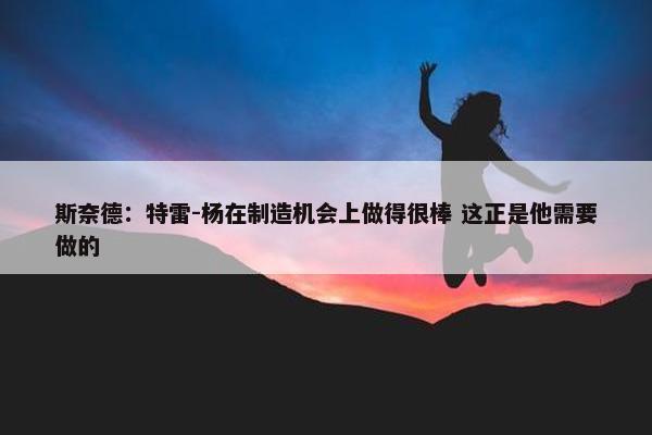 斯奈德：特雷-杨在制造机会上做得很棒 这正是他需要做的