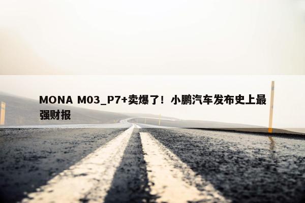 MONA M03_P7+卖爆了！小鹏汽车发布史上最强财报