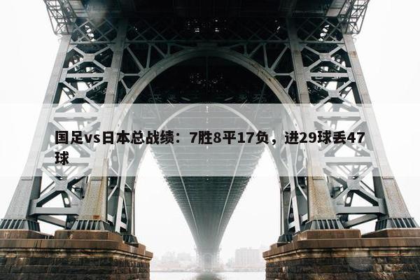 国足vs日本总战绩：7胜8平17负，进29球丢47球