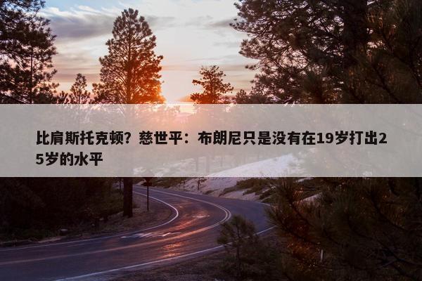 比肩斯托克顿？慈世平：布朗尼只是没有在19岁打出25岁的水平