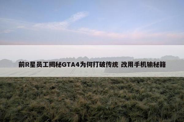 前R星员工揭秘GTA4为何打破传统 改用手机输秘籍