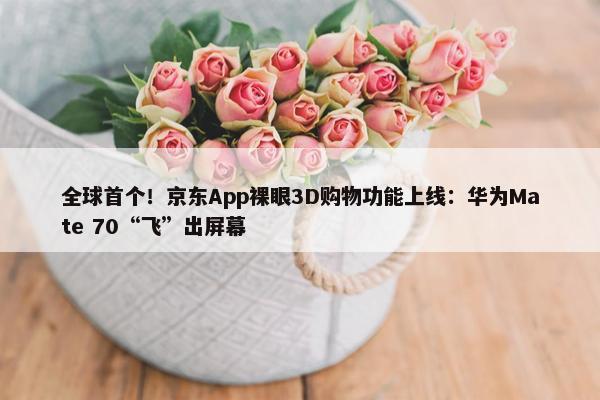 全球首个！京东App裸眼3D购物功能上线：华为Mate 70“飞”出屏幕