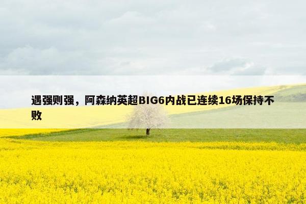 遇强则强，阿森纳英超BIG6内战已连续16场保持不败