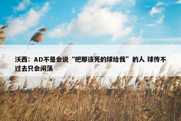 沃西：AD不是会说“把那该死的球给我”的人 球传不过去只会闲荡