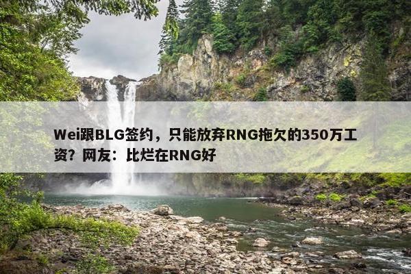 Wei跟BLG签约，只能放弃RNG拖欠的350万工资？网友：比烂在RNG好