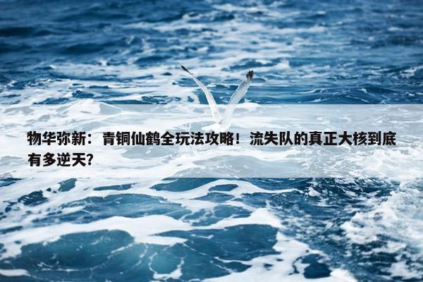 物华弥新：青铜仙鹤全玩法攻略！流失队的真正大核到底有多逆天？