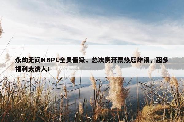 永劫无间NBPL全员晋级，总决赛开票热度炸锅，超多福利太诱人！