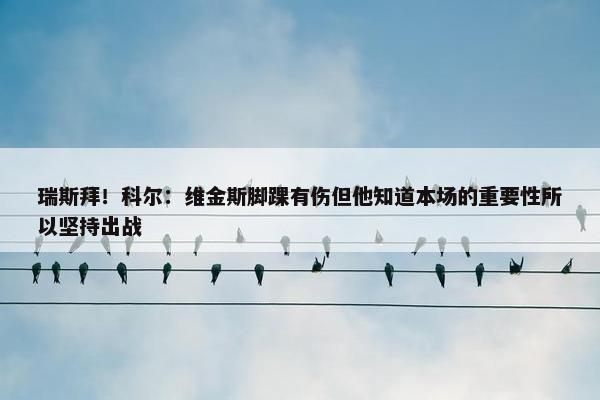 瑞斯拜！科尔：维金斯脚踝有伤但他知道本场的重要性所以坚持出战