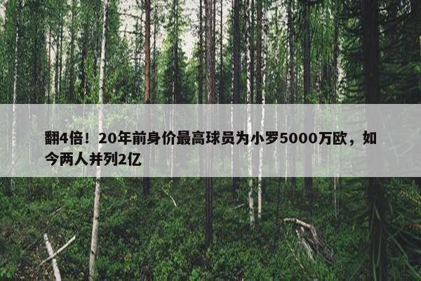 翻4倍！20年前身价最高球员为小罗5000万欧，如今两人并列2亿