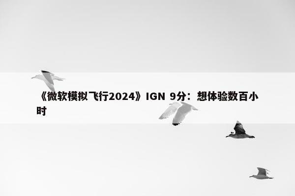 《微软模拟飞行2024》IGN 9分：想体验数百小时