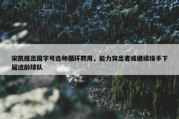 宋凯提出国字号选帅循环聘用，能力突出者或继续接手下届适龄球队