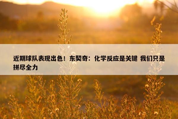 近期球队表现出色！东契奇：化学反应是关键 我们只是拼尽全力