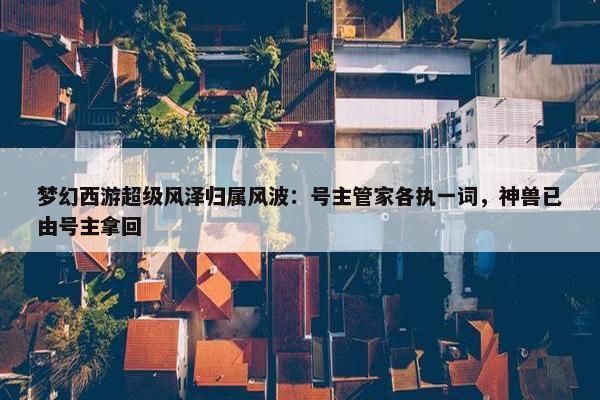 梦幻西游超级风泽归属风波：号主管家各执一词，神兽已由号主拿回