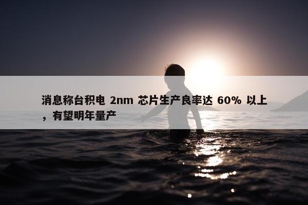 消息称台积电 2nm 芯片生产良率达 60% 以上，有望明年量产