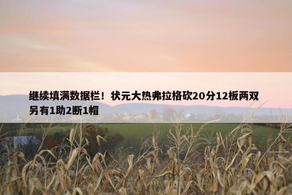 继续填满数据栏！状元大热弗拉格砍20分12板两双 另有1助2断1帽