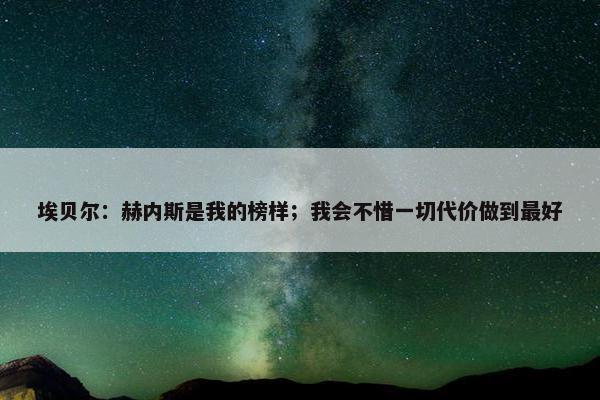 埃贝尔：赫内斯是我的榜样；我会不惜一切代价做到最好