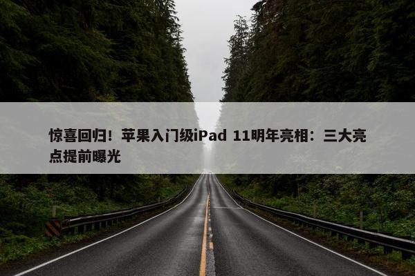 惊喜回归！苹果入门级iPad 11明年亮相：三大亮点提前曝光