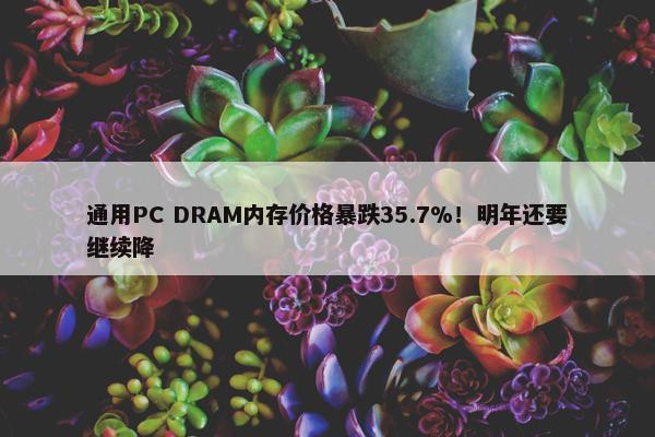 通用PC DRAM内存价格暴跌35.7%！明年还要继续降