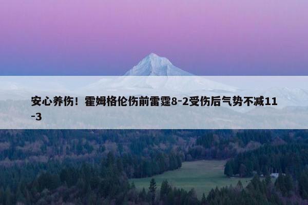 安心养伤！霍姆格伦伤前雷霆8-2受伤后气势不减11-3