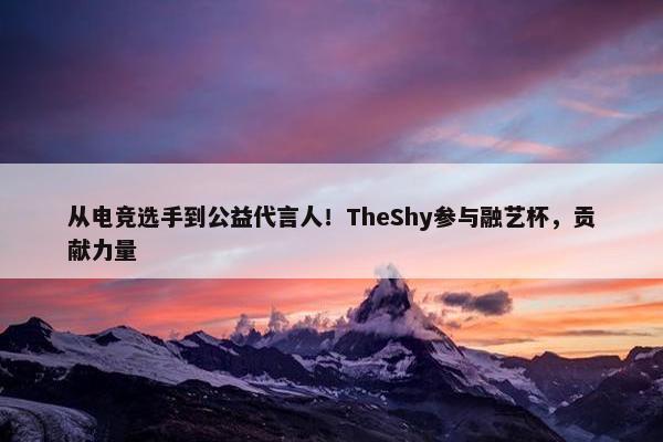 从电竞选手到公益代言人！TheShy参与融艺杯，贡献力量