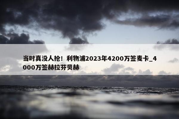 当时真没人抢！利物浦2023年4200万签麦卡_4000万签赫拉芬贝赫