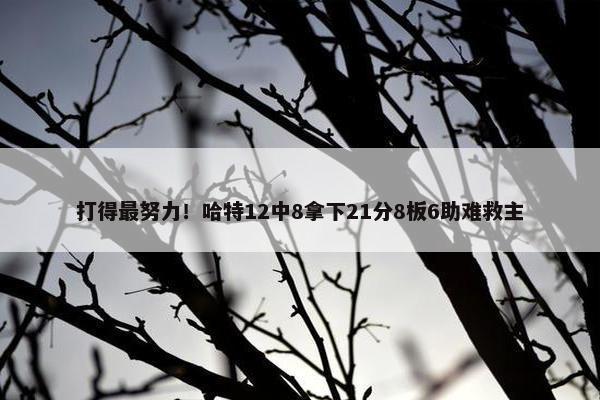 打得最努力！哈特12中8拿下21分8板6助难救主