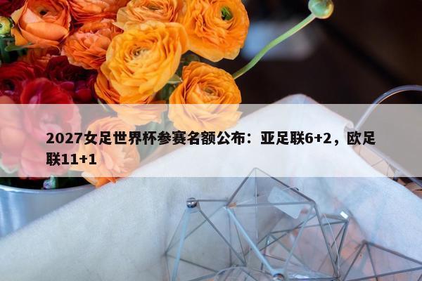 2027女足世界杯参赛名额公布：亚足联6+2，欧足联11+1