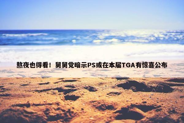 熬夜也得看！舅舅党暗示PS或在本届TGA有惊喜公布