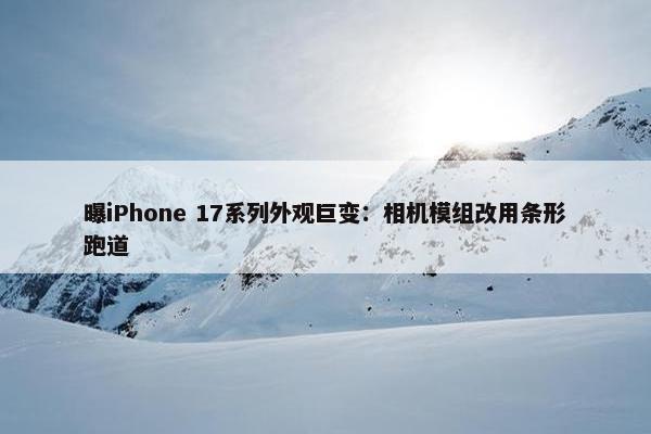 曝iPhone 17系列外观巨变：相机模组改用条形跑道