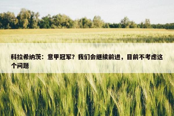 科拉希纳茨：意甲冠军？我们会继续前进，目前不考虑这个问题