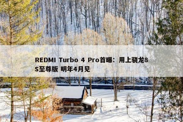 REDMI Turbo 4 Pro首曝：用上骁龙8S至尊版 明年4月见