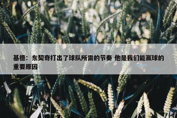 基德：东契奇打出了球队所需的节奏 他是我们能赢球的重要原因