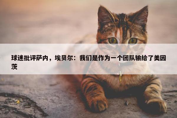 球迷批评萨内，埃贝尔：我们是作为一个团队输给了美因茨