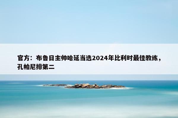 官方：布鲁日主帅哈延当选2024年比利时最佳教练，孔帕尼排第二