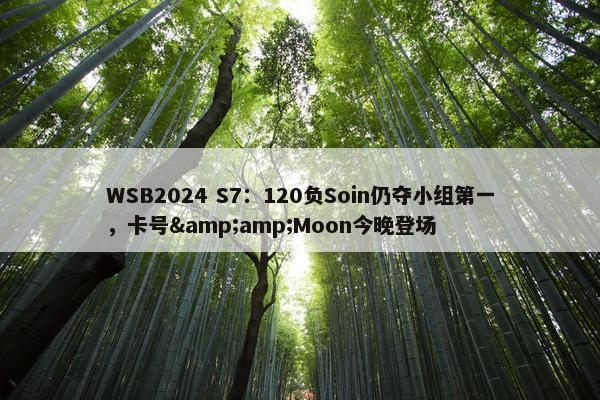 WSB2024 S7：120负Soin仍夺小组第一，卡号&amp;Moon今晚登场